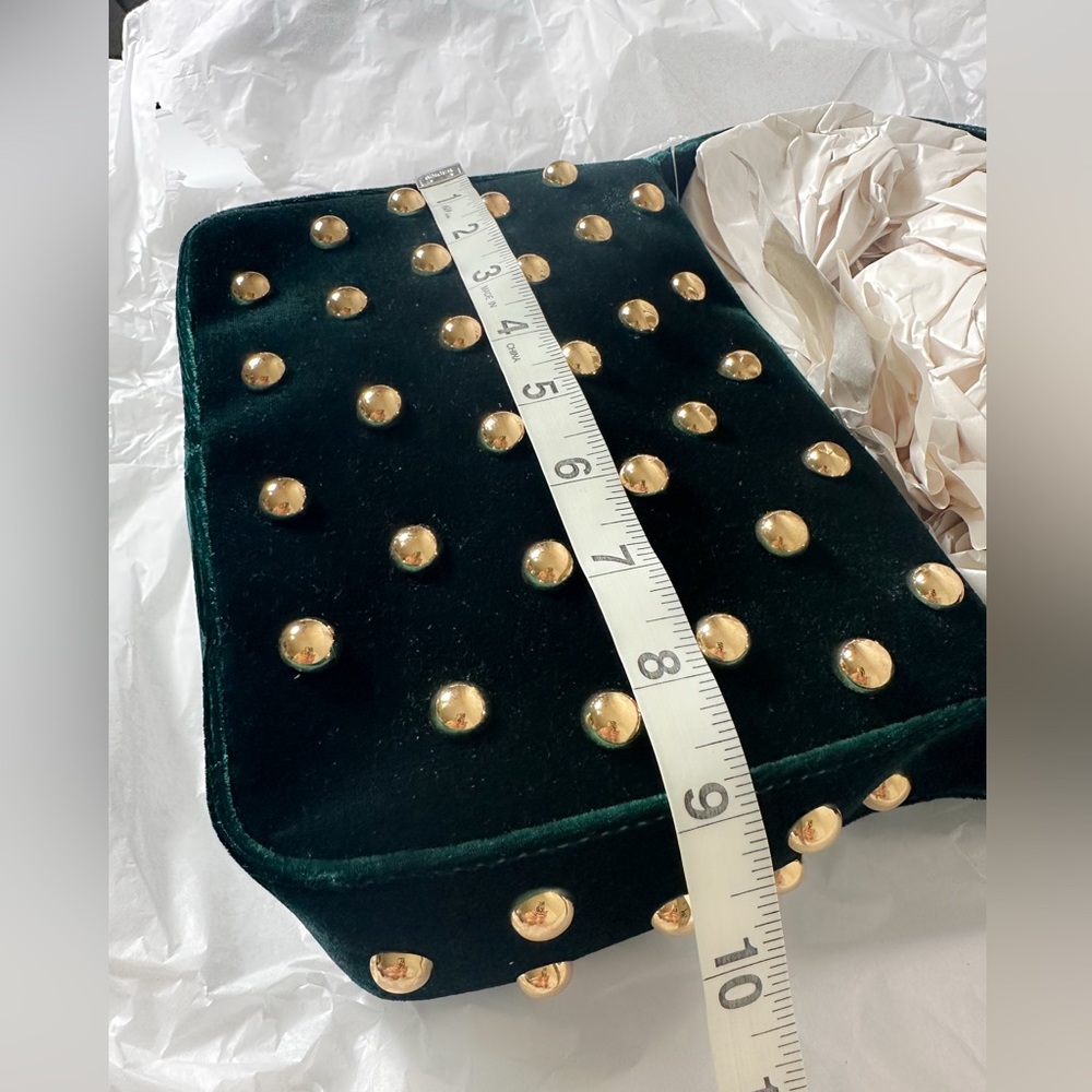 Anthropologie Studded Velvet Shoulder Bag in Green NWT - Picture 6 of 13